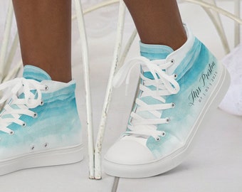 CUSTOM SNEAKERS | Blue Bridal Shoes, Beach Wedding Sneakers