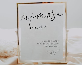 MINIMALISTA / Modello di insegna bar Mimosa, stampabile, matrimonio moderno, insegna bar per bevande, download digitale