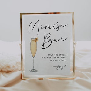 CHAMPAGNE | Mimosa Bar Sign Template, Printable, Modern Wedding, Drink Bar Sign, Digital Download