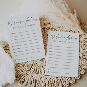 minimalistisch | Wünsche & Ratschläge für Braut und Bräutigam Kartenvorlage, Hochzeitskarten / Hochzeitskarten, Brautparty Hochzeitskarten, digitaler Download
