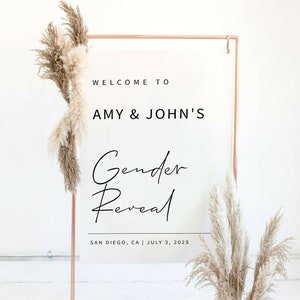 MINIMALIST | Gender Reveal Welcome Sign Template, Printable, Portrait, Modern Signage, Digital Download