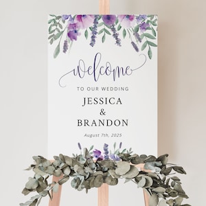 PURPLE | Wedding Welcome Sign, Printable Template, Digital Download