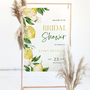 LEMON | Bridal Shower Welcome Sign, Main Squeeze, Lemon Themed Bridal Shower, Printable Template, Mediterranean Signage, Digital Download