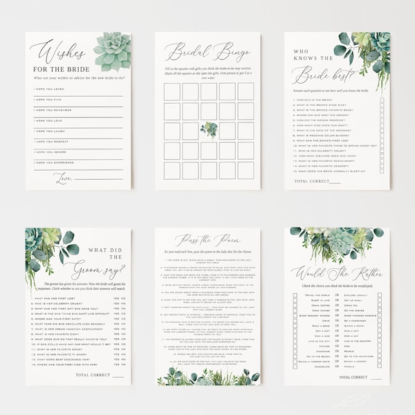 Bridal Shower Games Printable - Etsy