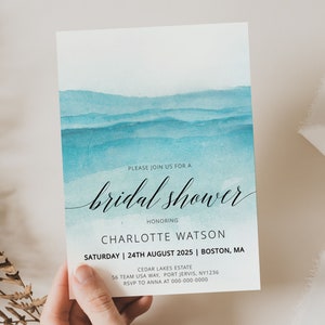 Beach Bridal Shower Invite, Beach Theme, Ocean Bridal Shower, Pink ...