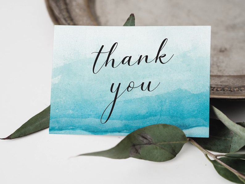 Beach Wedding Thank You Card Template Printable Instant Etsy