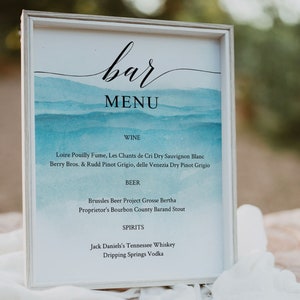 BEACH | Bar Sign Printable, Drinks Menu Template, Digital Download
