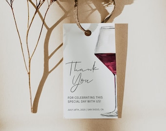 WEIN | Favor Tag Vorlage, bedruckbar, moderne Geschenkanhänger, digitaler Download