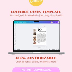 30 REASONS We Love You - Printable 30th Birthday Gift | Modern Minimalist Poster with Photos | Editable Canva Template | Digital Download image 6