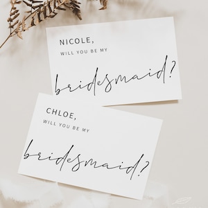 MINIMALISTISCH | Voorstelkaart bruidsmeisje, afdrukbare sjabloon, Will You Be My Bridesmaid, Digitale download