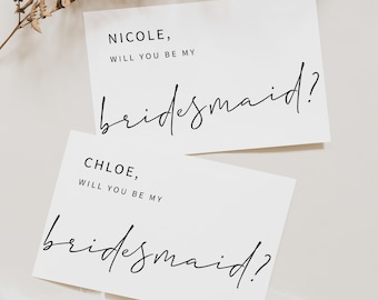 MINIMALIST | Bridesmaid Proposal Card, Printable Template, Will You Be My Bridesmaid, Digital Download