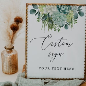 SUCCULENT | Custom Sign Template, Printable, Boho Greenery , Digital Download