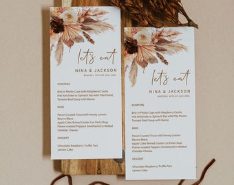 TERRACOTTA | Wedding Menu Template, Printable, Boho Wedding, Digital Download