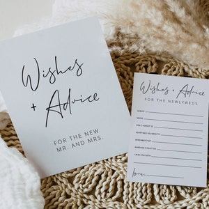 minimalistisch | Wünsche und Ratschläge für die Braut und den Bräutigam Kartenvorlage, Ratschläge Hochzeit, Brautparty Ratschläge Karten und Zeichen, digitaler Download