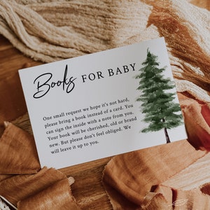 KIEFER | Bücher für Baby Einlegekarte, druckbare Vorlage, Wald Babyparty, Wald Babyparty, digitaler Download