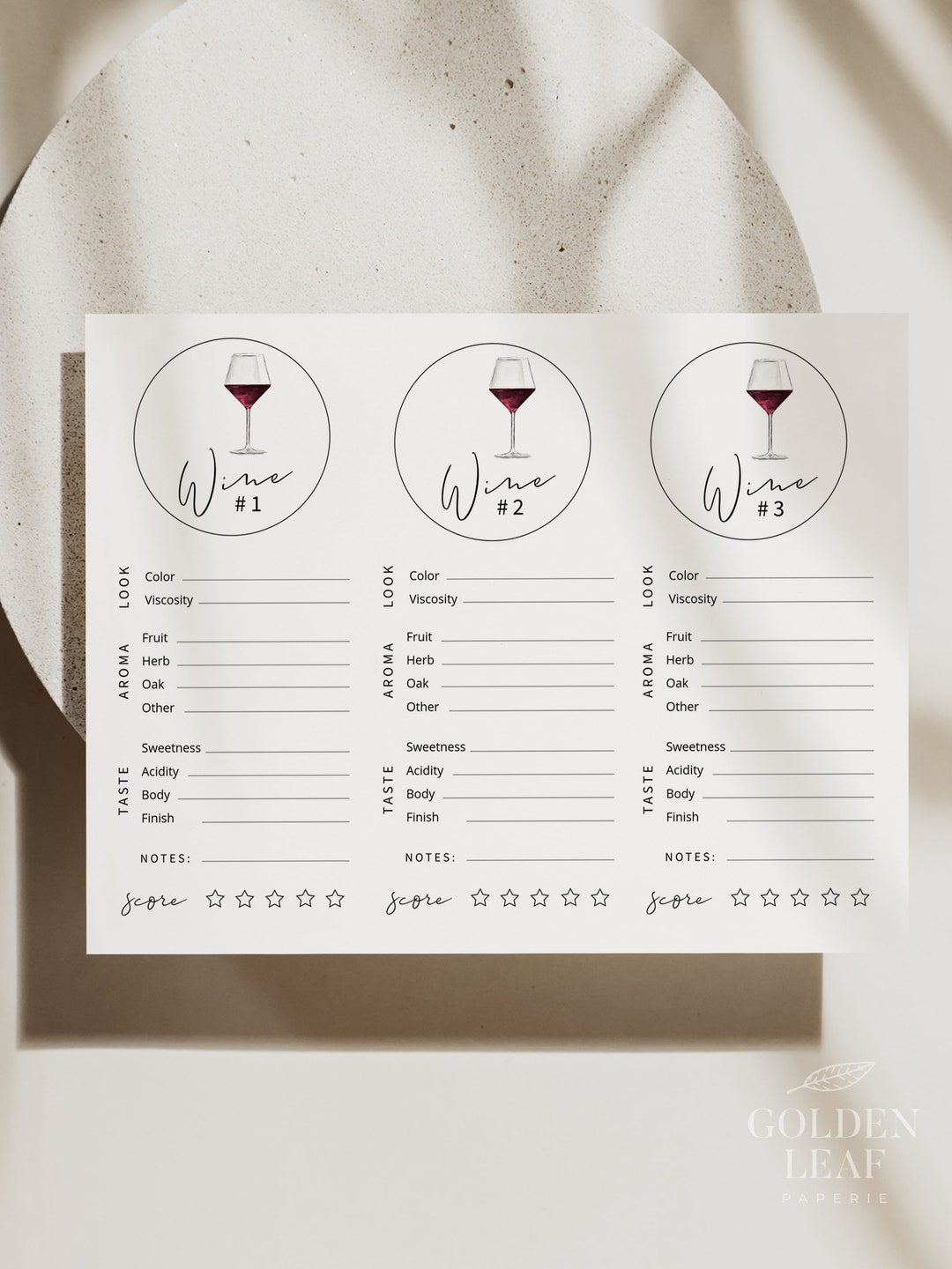 WINE | Tasting Placemat, Blind Wine Tasting Notes, Printable, Sheet ...