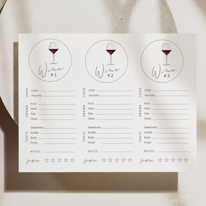 WIJN | Proeverijplacemat, blinde wijnproefnotities, afdrukbaar, blad, wijnproeverijspel, digitale download