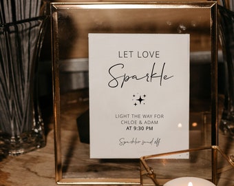 MINIMALIST | Let Love Sparkle Sign Template, Printable, Sparkler Send Off Sign Printable, Modern Wedding, Table Top Sign, Digital Download