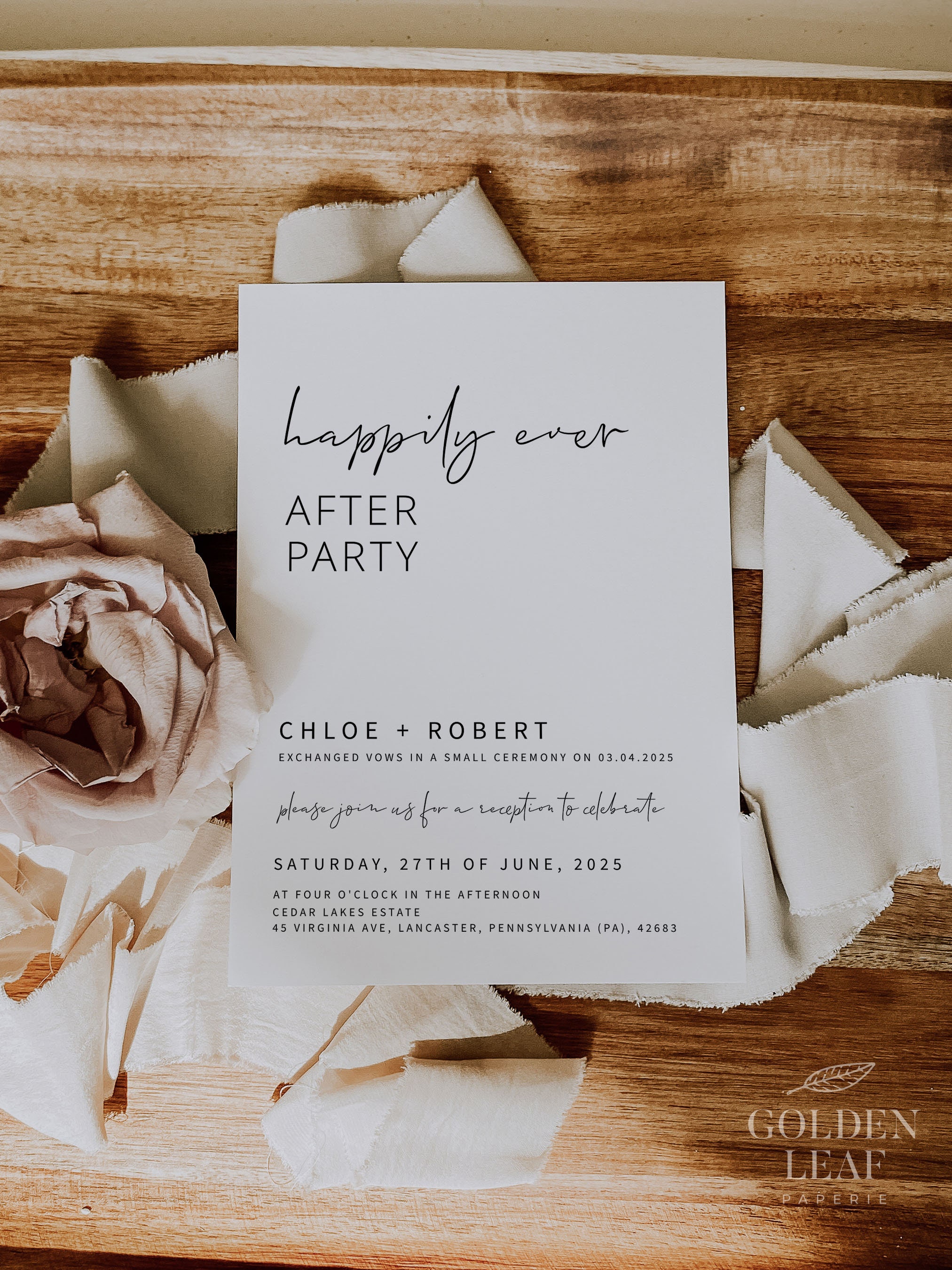MINIMALIST | Happily Ever After Party Invitation Template, Reception Party Invitation, Modern Elopement Announcement, Digital Download