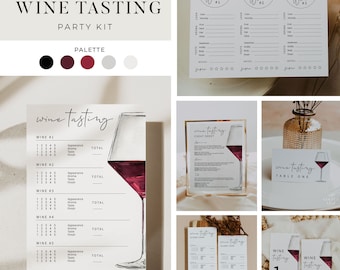 WINE | Tasting Party Kit, Date Night Ideas, Wine Tasting Score Card, Tasting Notes, Score Sheet, Placemat, Printable,  Digital Download