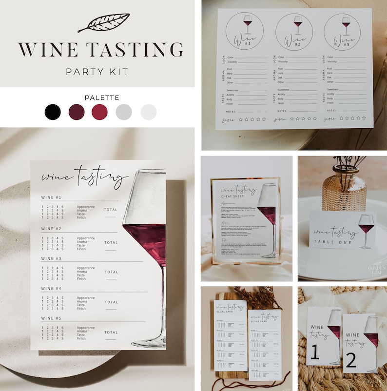 WINE | Tasting Party Kit, Date Night Ideas, Wine Tasting Score Card ...