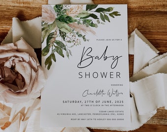 GREENERY | Baby Shower Invitation, Printable Template, Gender Neutral, Digital Download