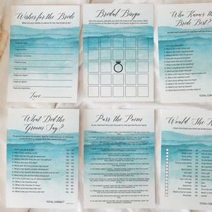 BEACH | Bridal Shower Games Bundle, Printable Editable Templates, Digital Download