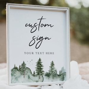 PINO / Plantilla de letrero personalizado, imprimible, bosque verde, descarga instantánea