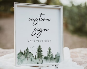 PINO / Plantilla de letrero personalizado, imprimible, bosque verde, descarga instantánea