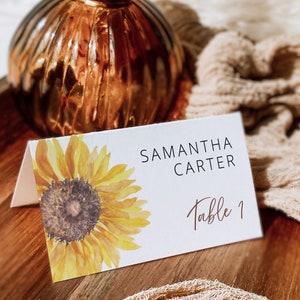 TOURNESOL | Modèle de marque-places pour mariage, imprimable, téléchargement numérique