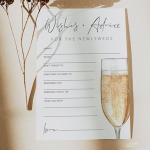 minimalistisch | Wünsche & Ratschläge für Braut und Bräutigam Kartenvorlage, Hochzeitskarten, sprudelnde Brautdusche Ratschläge, digitaler Download