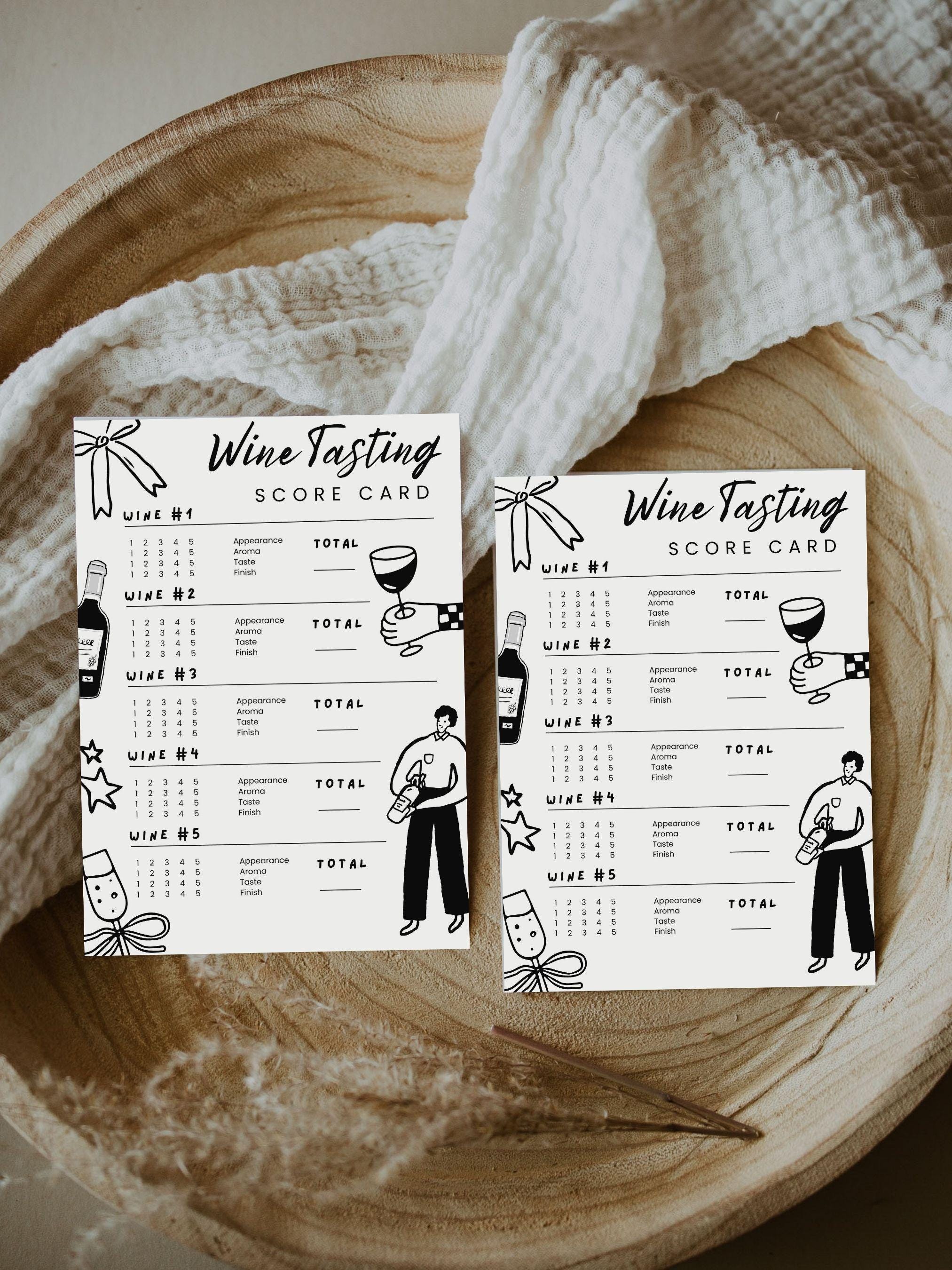 Wine Tasting Card, Wine Tasting Score Card, Wine Tasting Notes, Canva ...