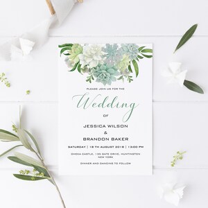 Succulent Wedding Invitation Set Template Download Printable | Etsy