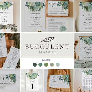 SUCCULENT | Wedding Template Suite, Complete Boho Greenery Décor Set, Ultimate Stationery Bundle, Digital Download