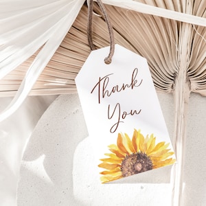 SUNFLOWER | Favor Tags Template, Personalized, Printable, Digital Download
