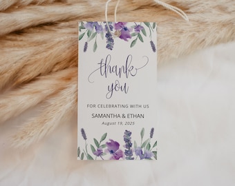 PURPLE |  Favor Tag Template, Printable, Lavender Tag, Digital Download