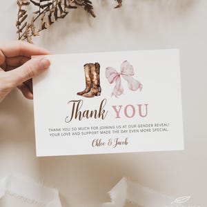 BOTTES OU NUDS | Carte de remerciement, modèle imprimable, carte de remerciement Western Baby Shower, téléchargement numérique