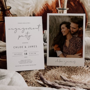 MINIMALIST | Engagement Party Invitation With Photo, Printable Template, Modern Invite, Digital Download