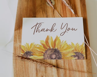 SUNFLOWER | Thank You Cards Template, Printable, Digital Download