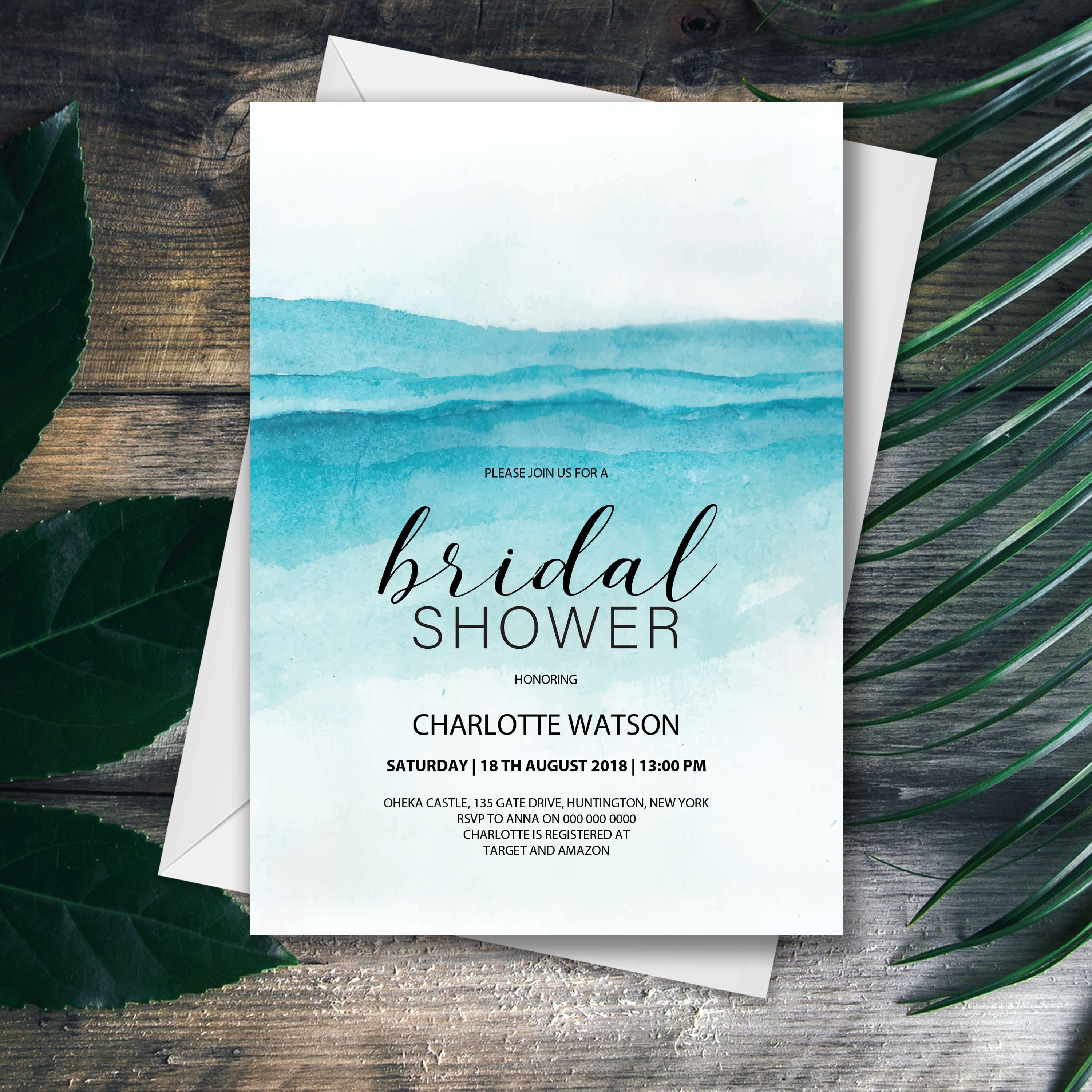 Beach Bridal Shower Invitation Template Instant Download Etsy