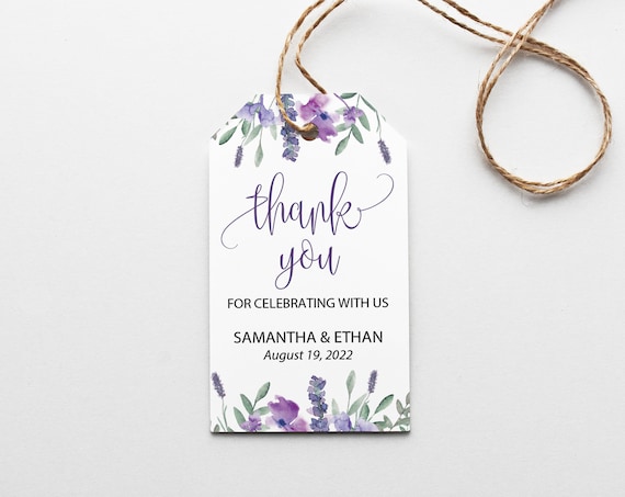 PURPLE Favor Tag Template Printable Lavender Tag INSTANT | Etsy