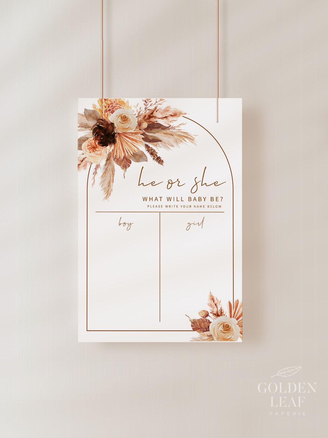 TERRACOTTA | Gender Guess Board, He or She Sign, Boho Gender Reveal ...