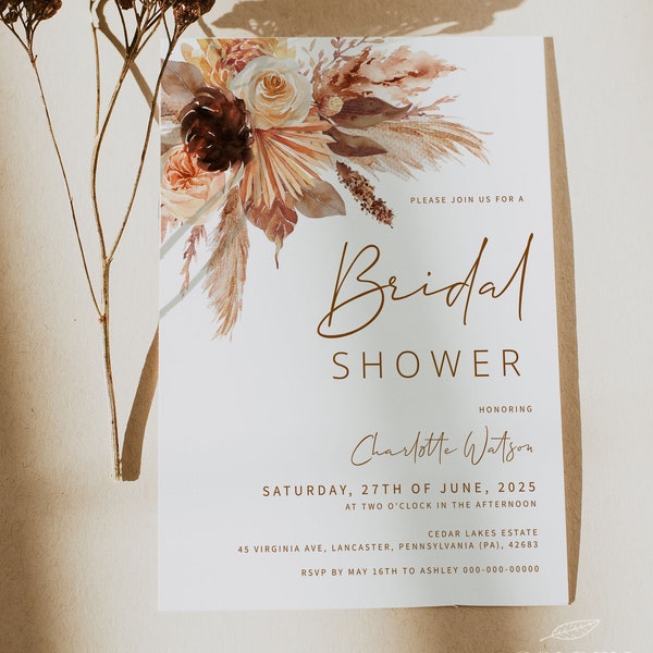 TERRACOTTA | Bridal Shower Invitation Template, Printable, Boho Invite, Digital Download