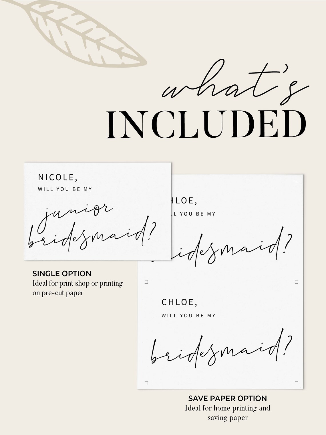 MINIMALIST Junior Bridesmaid Proposal Card Printable - Etsy