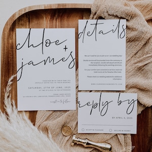 MINIMALIST | Wedding Invitation Set, Printable Template, Simple Wedding Invites, Digital Download