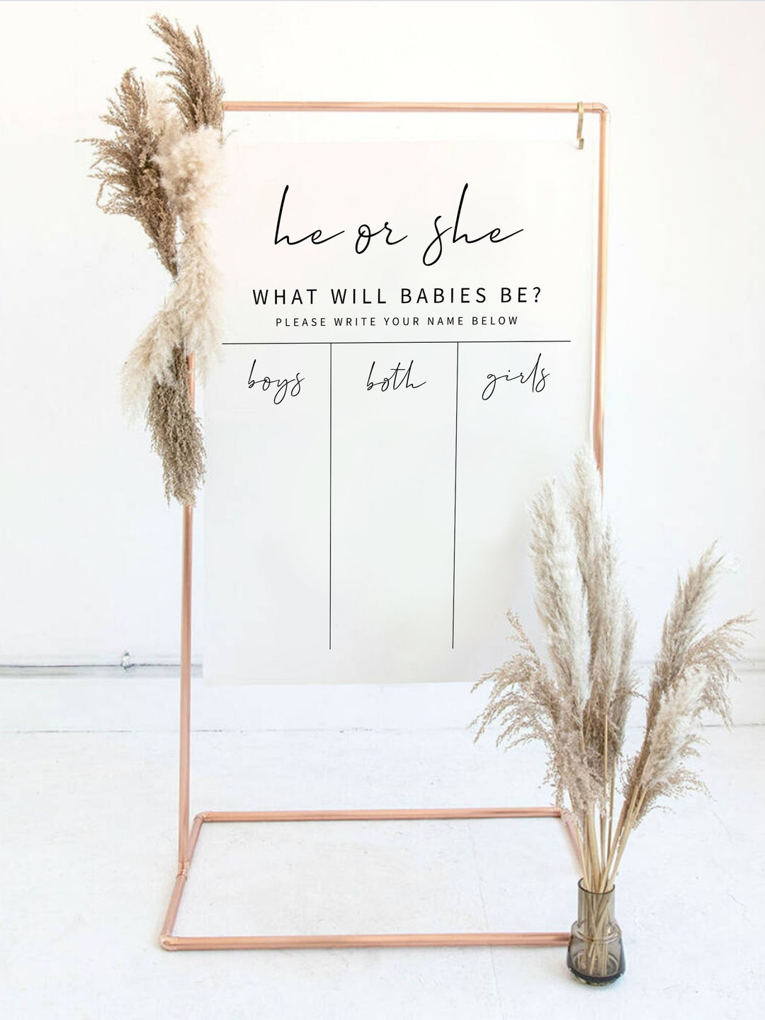 MINIMALIST | Twins Gender Guess Board, He or She Sign, Modern Gender ...