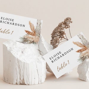 PAMPAGRAS | Plaatskaartsjabloon, afdrukbaar, boho-bruiloft, direct downloaden