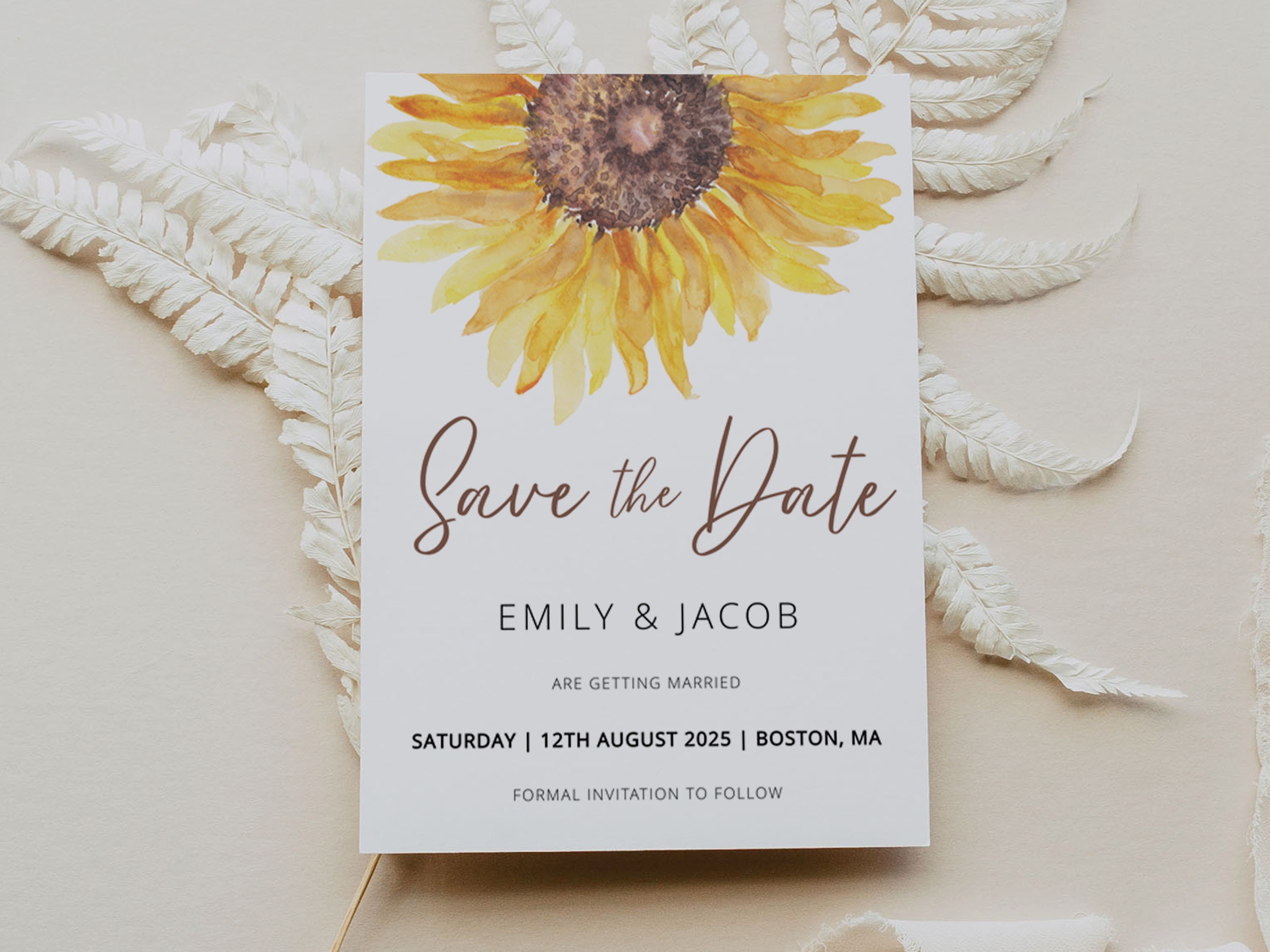 SUNFLOWER Save the Date Template With Photo Wedding | Etsy