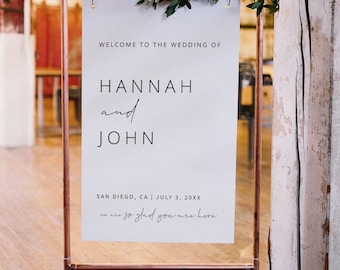 MINIMALIST | Wedding Welcome Sign Template Printable, Modern Decorations, Portrait, Digital Download