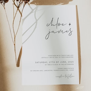 minimalistisch | Hochzeitseinladung, druckbare Vorlage, moderne Hochzeitseinladung, digitaler Download